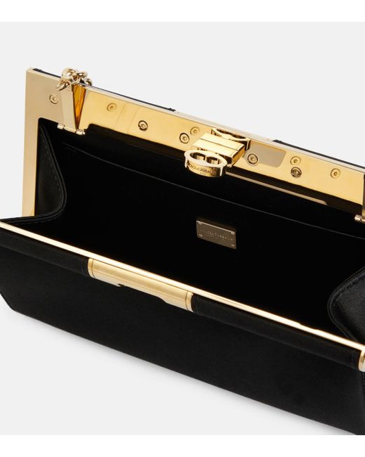 Dolce & Gabbana Black Marlene Small Satin Shoulder Bag