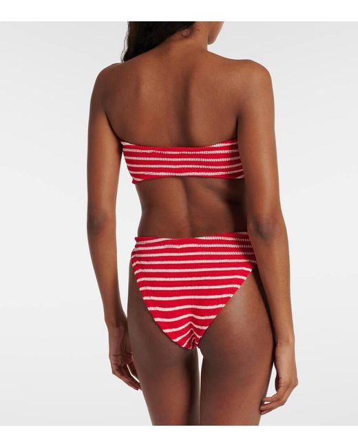 Hunza G Red Jean Striped Strapless Bikini