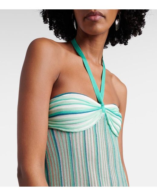 Missoni Blue Striped Halterneck Maxi Dress