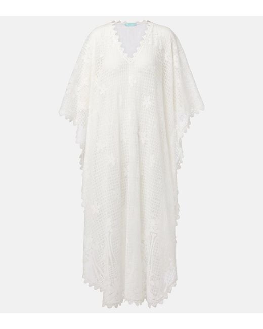 Melissa Odabash White Kaftan Josephine Aus Einem Baumwollgemisch