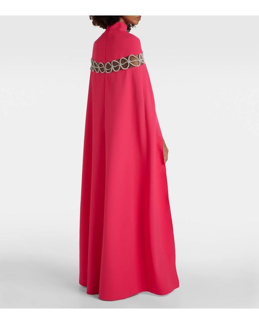 Vestido de fiesta de crepe con capa Safiyaa de color Red