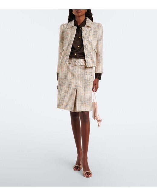 ShuShu/Tong Natural Checked Cotton-Blend Cropped Jacket