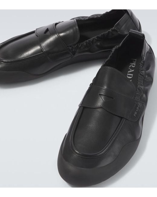 Prada Black Leather Loafers for men