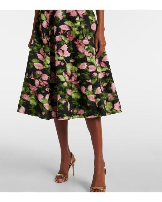 Erdem Green Floral Matelasse Midi Dress