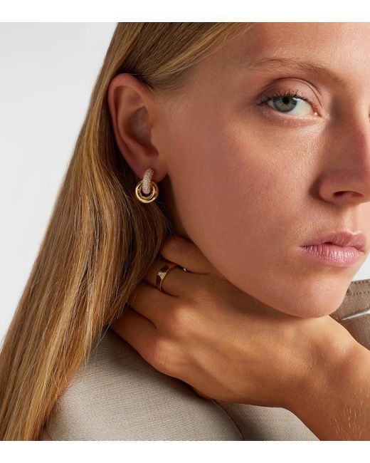 STONE AND STRAND White Buoy 14Kt Huggie Earrings With Diamonds