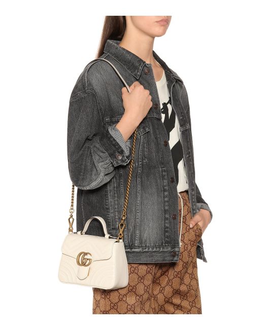 Gucci GG Marmont Mini Top Handle Bag in White Save 48 Lyst