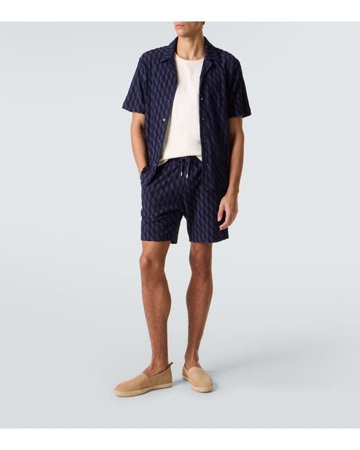 Frescobol Carioca Blue Augusto Cotton-Blend Terry Shorts for men