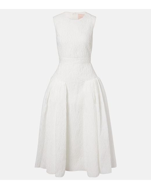 Roksanda White Bridal Aya Cloque Midi Dress