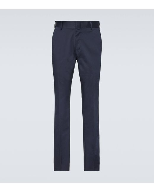 Brioni Blue Pienza Cotton Straight Pants for men