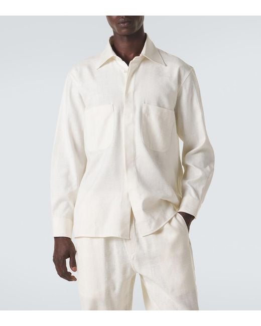 Saman Amel White Silk Shirt for men