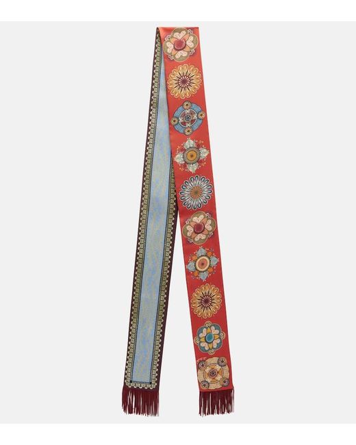 LaDoubleJ White Printed Silk Twill Scarf