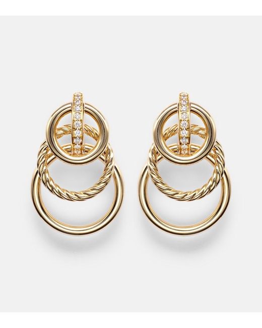 David Yurman Metallic Dy Mercer Triple 18Kt Earrings With Diamonds