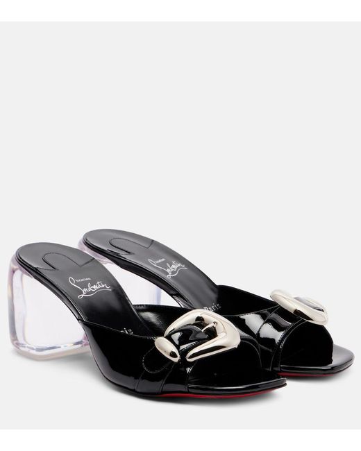 Christian Louboutin Black Minny Leather Heeled Mules 70