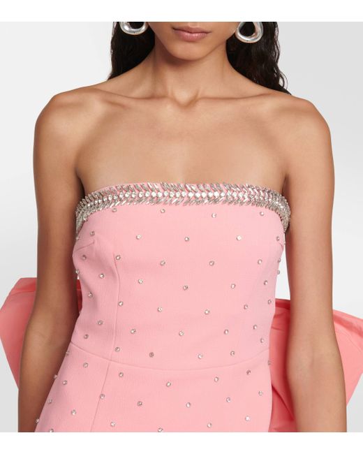 Rebecca Vallance Pink Brittany Bow Embellished Midi Dress