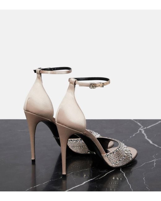 Gucci Black Crystal-embellished Satin Sandals