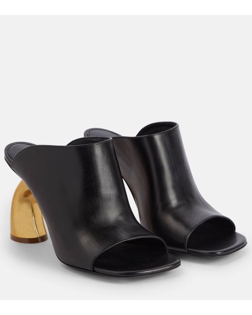 Dries Van Noten Leather Mules in Black Lyst UK