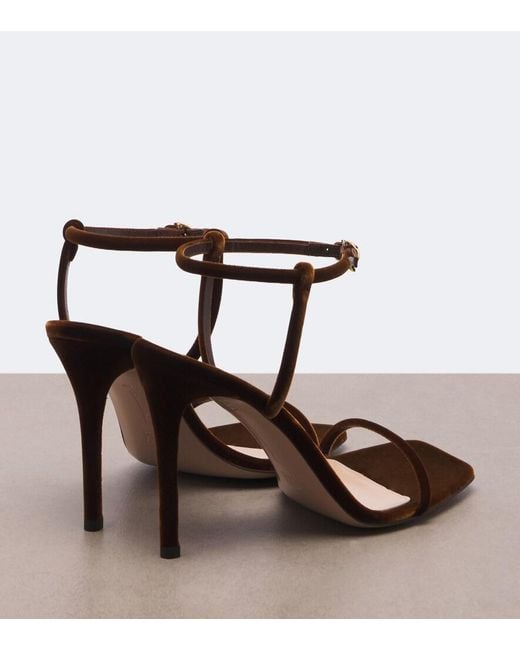 Gianvito Rossi Brown Velvet Sandals