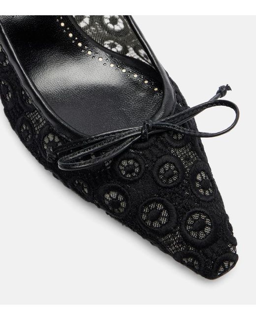 Manolo Blahnik Black Martebal 50 Lace Bow-Detail Pumps