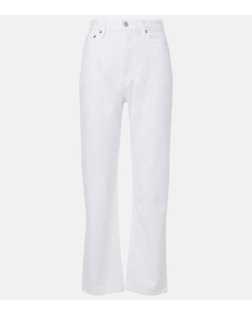Agolde White '90S Pinch Waist High-Rise Straight Jeans