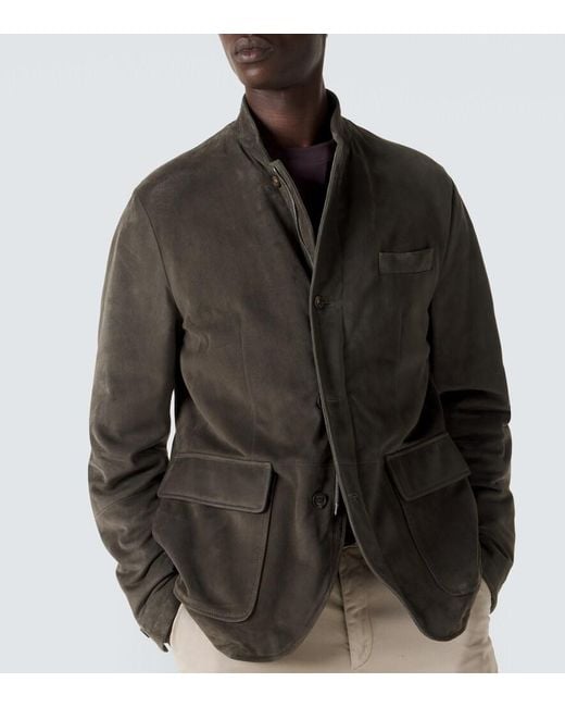 Eleventy Green Suede Jacket for men
