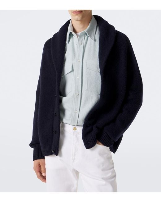 Umit Benan Blue Montana Cashmere And Silk Cardigan for men