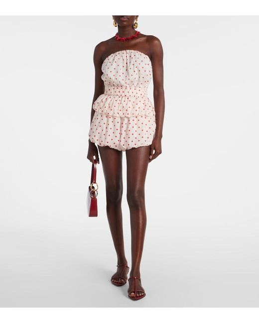 Posse Pink Aurelia Polka-Dot Linen Top