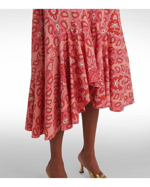Etro Red Cotton Skirt With Decorative Pattern