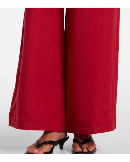 Eres Red Select Linen Wide-Leg Pants
