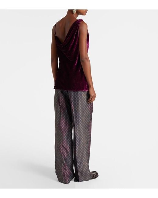 Dries Van Noten Purple Draped Velvet Top