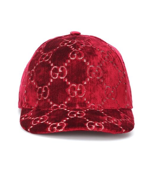 Gorra de terciopelo GG Gucci de color Red
