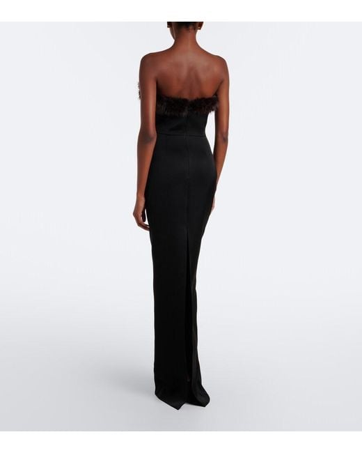 David Koma Black Strapless Bustier Gown