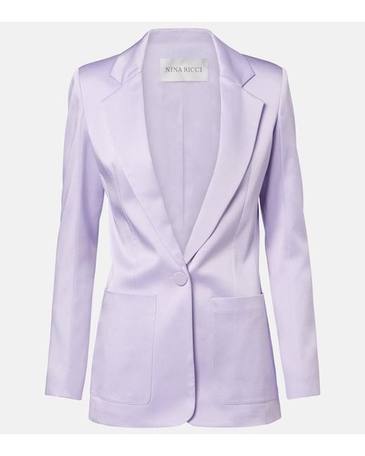 Nina Ricci Purple Crepe Satin Blazer