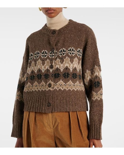 Altuzarra Brown Cammie Fair Isle Wool-Blend Cardigan