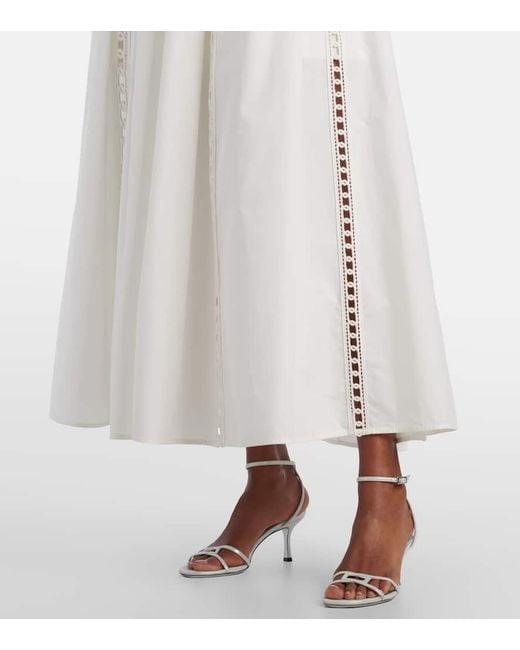 Elie Saab White Besticktes Midikleid Aus Einem Baumwollgemisch