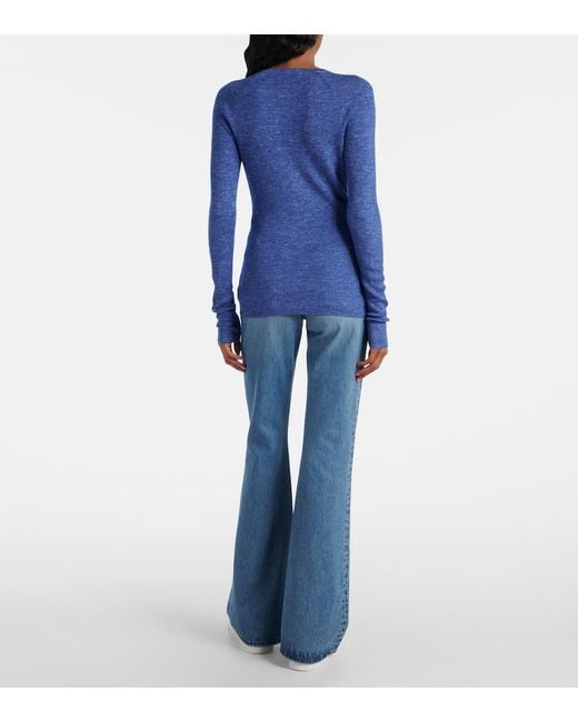 Gabriela Hearst Blue Anges Cashmere, Silk, And Hemp Henley Shirt