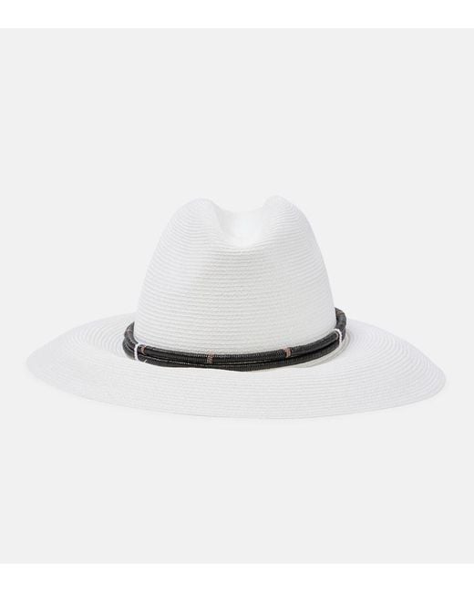 Brunello Cucinelli White Monili Fedora