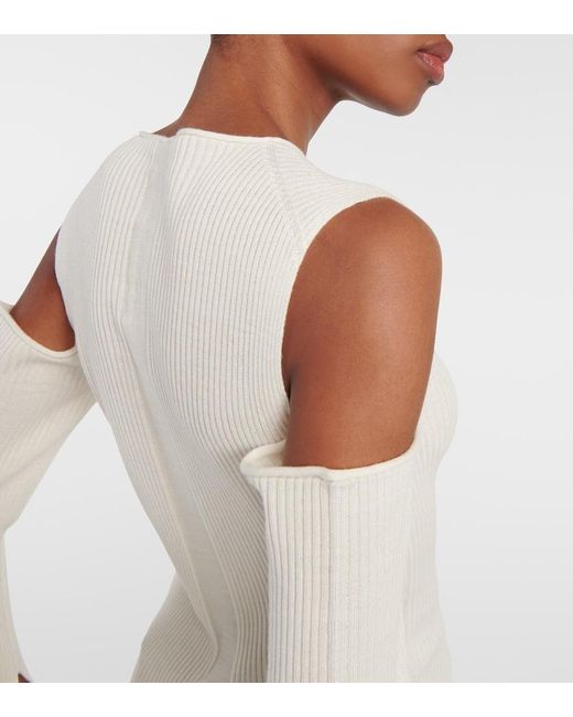 Rick Owens White Cutout Virgin Wool Top