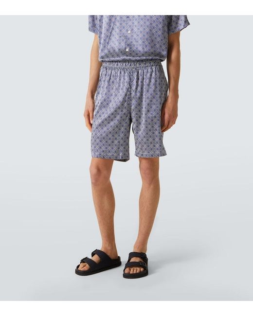 Frescobol Carioca Blue Palma Silk-Blend Bermuda Shorts for men