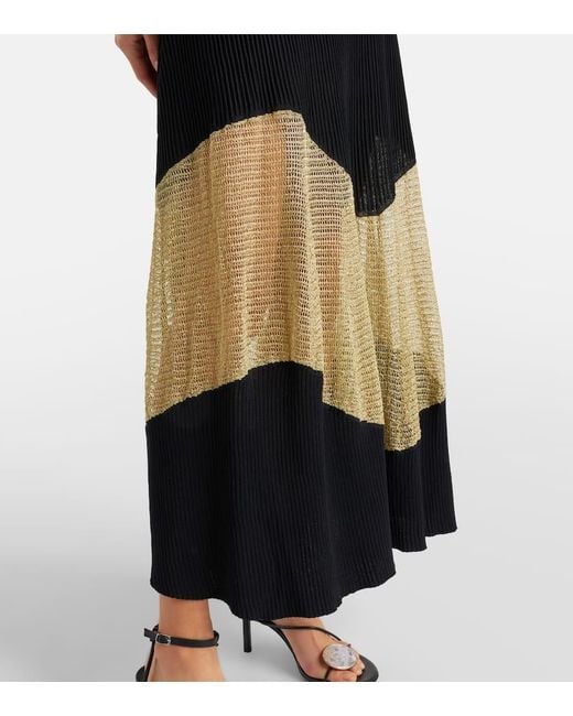 Ulla Johnson Black Maxikleid Roanne Aus Strick Und Lame