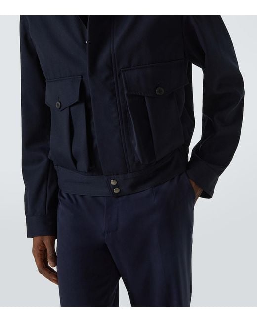 Dries Van Noten Blue Wool Gabardine Jacket for men