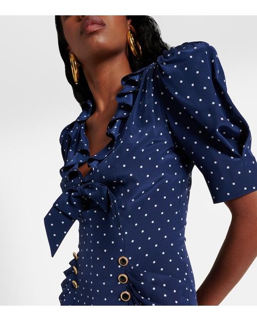 Alessandra Rich Polka-Dot Bow-Detail Silk Midi Dress in Blue | Lyst Alessandra Rich Polka-Dot Bow-Detail Silk Midi Dress in Blue | Lyst