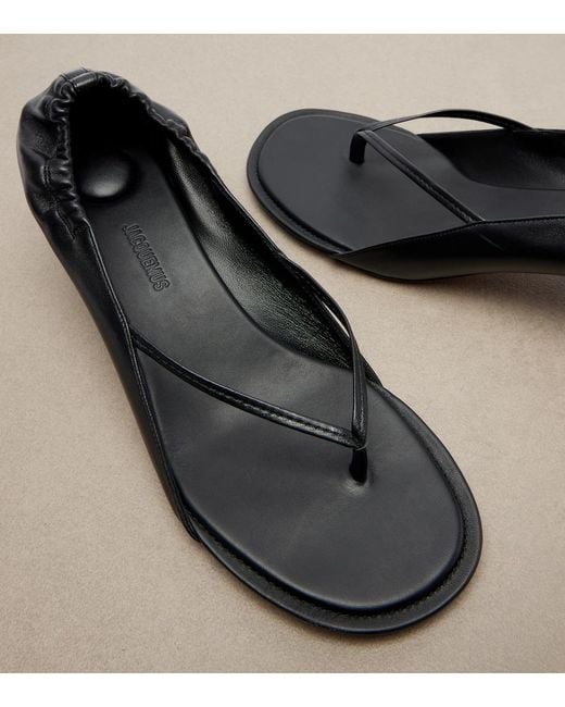 Jacquemus Black Leather Thong Sandals