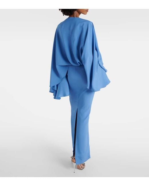 ‎Taller Marmo Blue Eolia Crepe Cady Gown