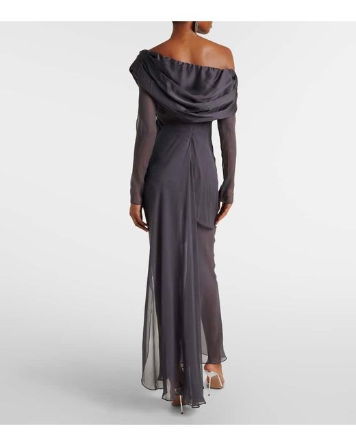 Vestido Largo Asimetrico De Seda Christopher Esber de color Gray