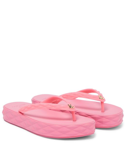 Damen Schuhe Flache Schuhe Zehentrenner und Badelatschen Jimmy Choo Gummi Zehensandalen Diamond in Pink 