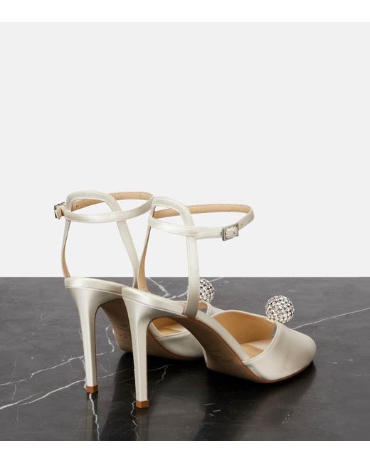 Jimmy Choo Metallic Sacora 85 Embellished Satin Sandals