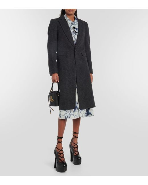 Cappotto in misto lana gessato di Vivienne Westwood in Black