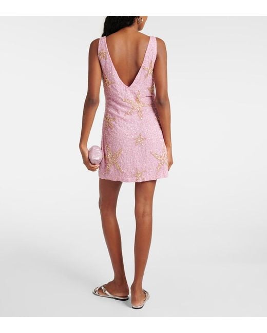 RIXO London Christabel Sequined Minidress in Pink | Lyst