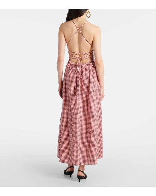 Posse Purple Lori Gingham Cotton Maxi Dress