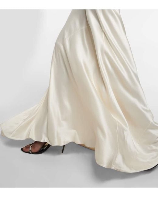 Saint Laurent White Open-back Silk-satin Maxi Dress